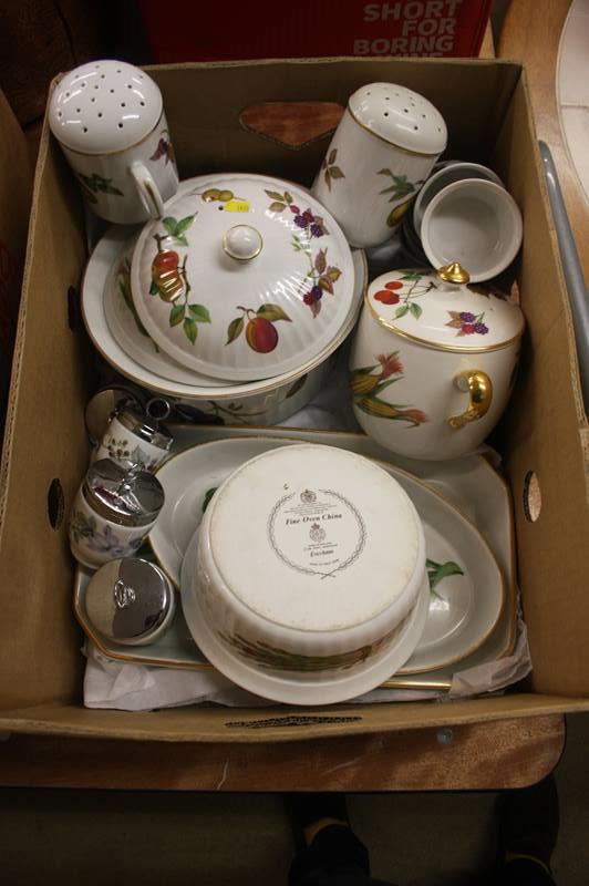 A box of Royal Worcester 'Evesham' china