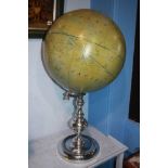 A Terrestrial globe on a chrome stand