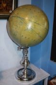 A Terrestrial globe on a chrome stand