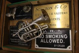 A selection of exterior signage, Boosey and Hawkes Clarinet etc.