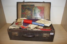 Suitcase containing ephemera