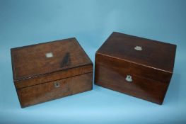 A rosewood work box and a walnut writing slope