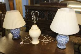 Three table lamps