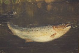 J. Clarke, oil on canvas, signed, dated 1896, 'Caught', 25cm x 30cm