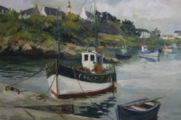 Guy Pennamen, oil on canvas, signed, 'Port De Doelan', 47cm x 55cm