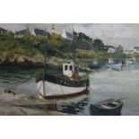 Guy Pennamen, oil on canvas, signed, 'Port De Doelan', 47cm x 55cm