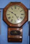 A walnut case 8 day wall clock, by J. Beddow, with octagonal case