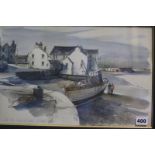 Dorothy Bruce, pen and ink wash, signed, 'The Ship at Kirkcudbright', 26cm x 41cm