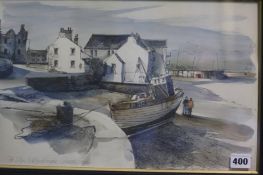 Dorothy Bruce, pen and ink wash, signed, 'The Ship at Kirkcudbright', 26cm x 41cm