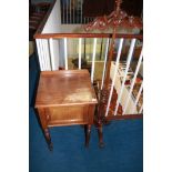 Victorian bedside cabinet and a pole screen stand