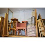 Childs chair, mirror, pine stools etc.