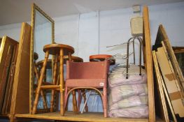 Childs chair, mirror, pine stools etc.