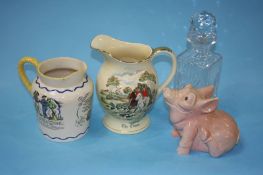 Pig money box, Doulton 'Sea Shanty jug' etc.