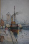 Pair, J. D. Liddell, watercolour, signed, 'North Shields Fish Quay', 28cm x 17cm
