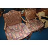 Pair of Continental bergere armchairs