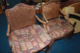 Pair of Continental bergere armchairs