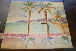 In the manner of Raoul Dufy, (1877-1953), watercolour, signed, 'View of the French Riviera', 38cm