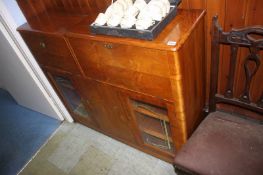 A walnut cocktail side cabinet