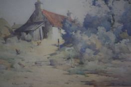 R. Russell Mackenzie, watercolour, signed, 'View of a rural cottage', 29cm x 39cm