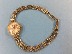 A 9ct gold ladies wrist watch, total weight 8.9g