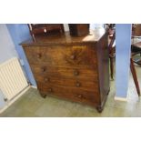 A 19th century mahogany straight front chest of drawers with four long drawers, supported on