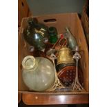 A box of miscellaneous, candlestick holders etc.