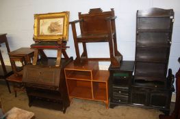 Oak hall seat, camel seat, nest of tables, oak telephone seat etc.