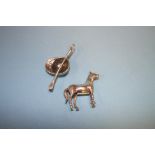 Continental silver mini horse and jockeys hat and crop