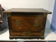 A pair of Oriental cabinets, with fold out front and two single drawers