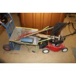 Lawnmower and assorted gardening tools