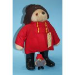 An Eden toy miniature Paddington Bear and Gabrielle Designs large Paddington Bear