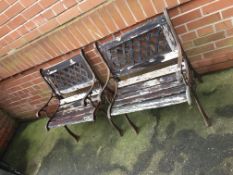Pair of cast single seater garden benches