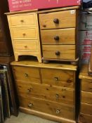 Pine chest of drawers and two bedside chests