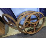 Four cast trolley wheels