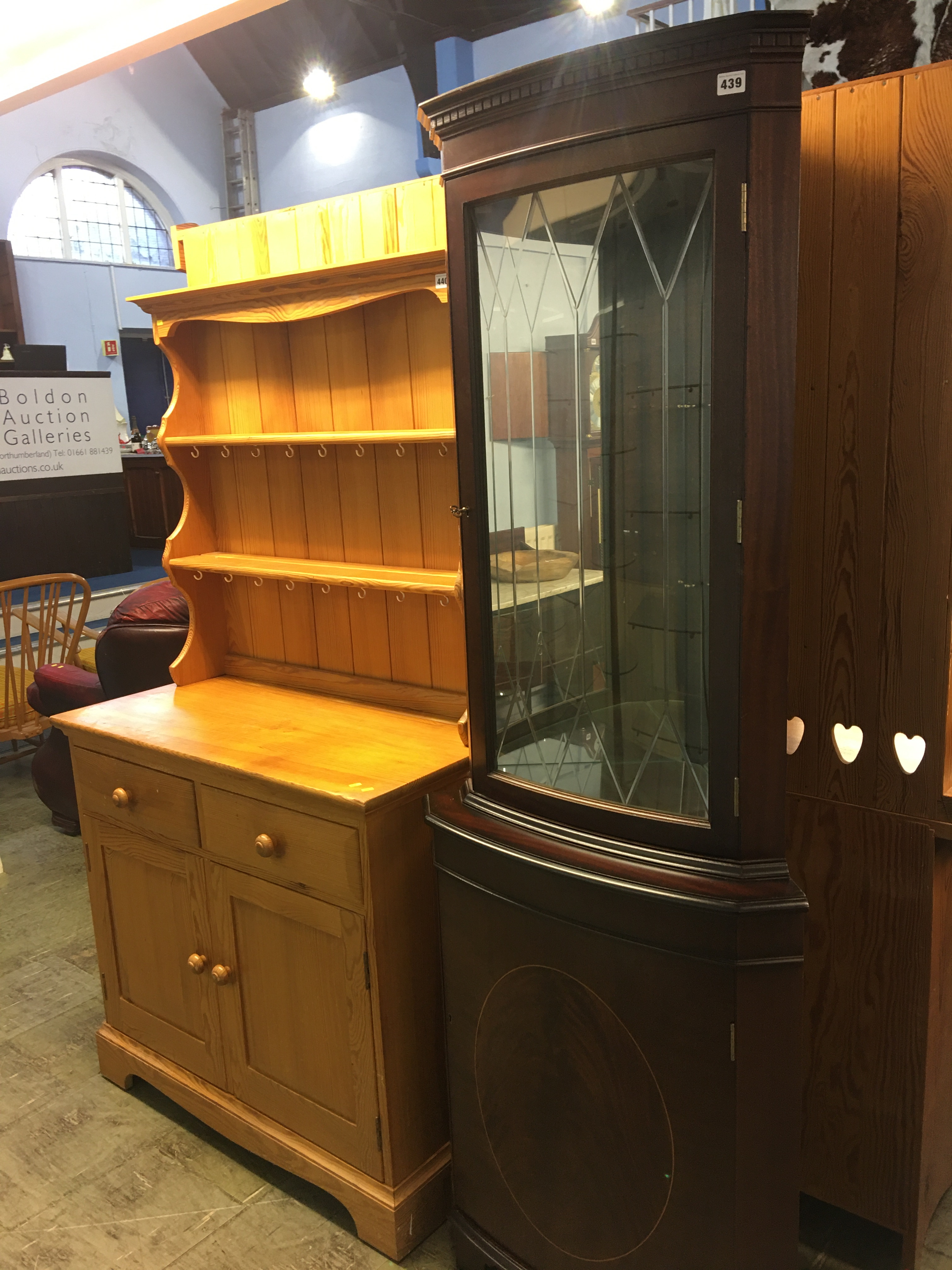 Reproduction mahogany corner cabinet