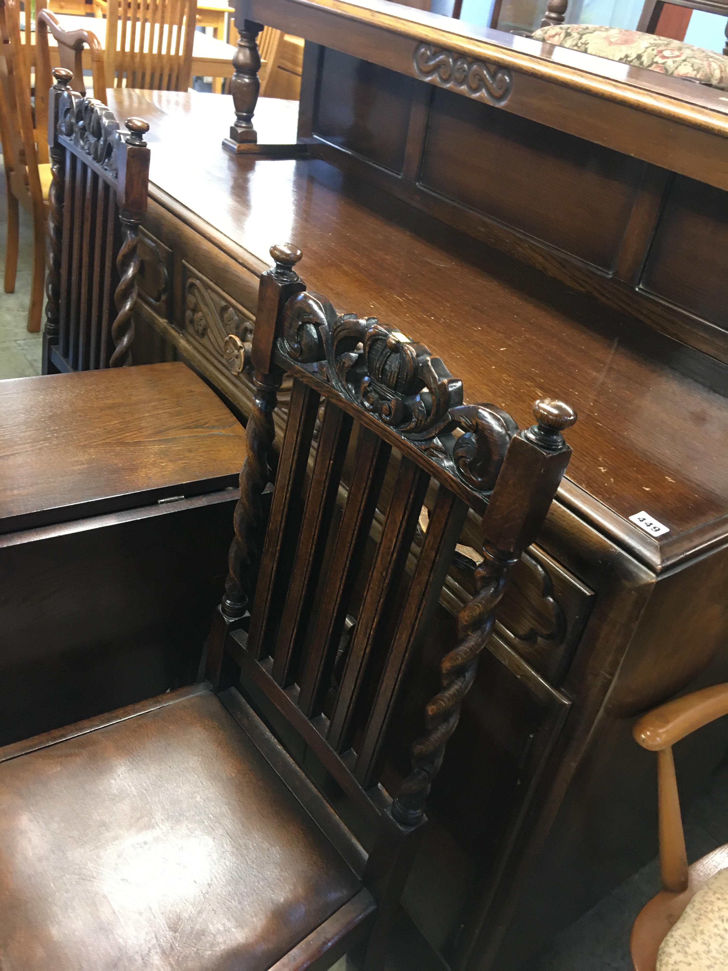 Oak sideboard, gateleg table and a set of four oak barley twist chairs - Image 2 of 2