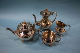 A silver plated four piece tea set