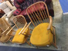 Pair of Ercol open armchairs