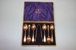 Cased set of silver spoons