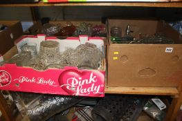 Three boxes of assorted glassware