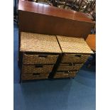 Two basket weave three drawer chests