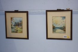 Pair, John H. Stanger, watercolour, 'Landscapes', 15 x 12cm