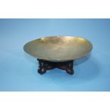 Chinese brass shallow dish and stand