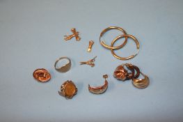 Various gold rings and earrings etc.