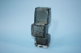 A Whitefriars pewter Drunken Bricklayer glass vase, 21.5cm height