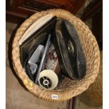 Basket containing beadwork stool etc.