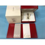 A Cartier ladies stainless steel ‘Tank’ watch, model number 2384, case number 765337 UF (boxed,