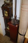 Lamp, grandmother clock, rug etc.