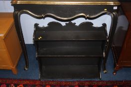 Console table and black painted shelf