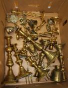 Quantity of candlesticks and assorted brassware